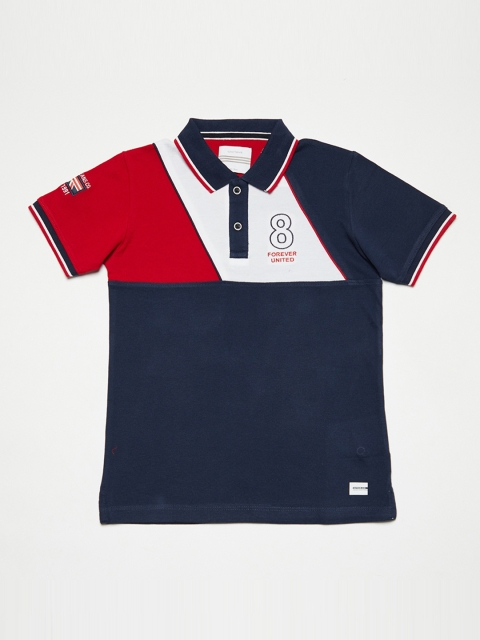

Octave Boys Blue & Red Colourblocked Polo Collar T-shirt