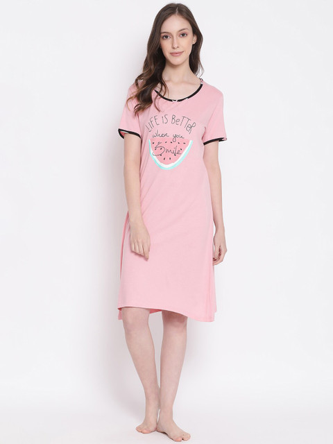 

Kanvin Women Pink Printed Nightdress