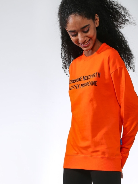 

Blue Saint Women Orange Printed Sweatshirt