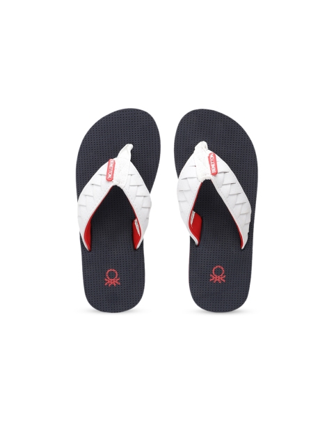 

United Colors of Benetton Kids White & Navy Blue Thong Flip-Flops