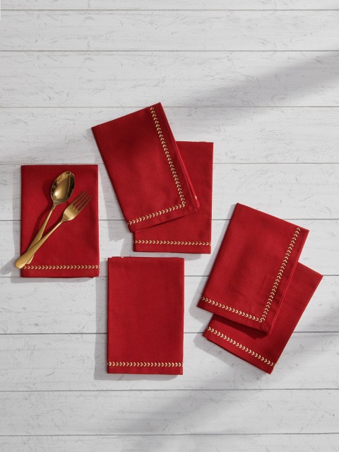 

Pure Home and Living Red Embroidered Table Napkins