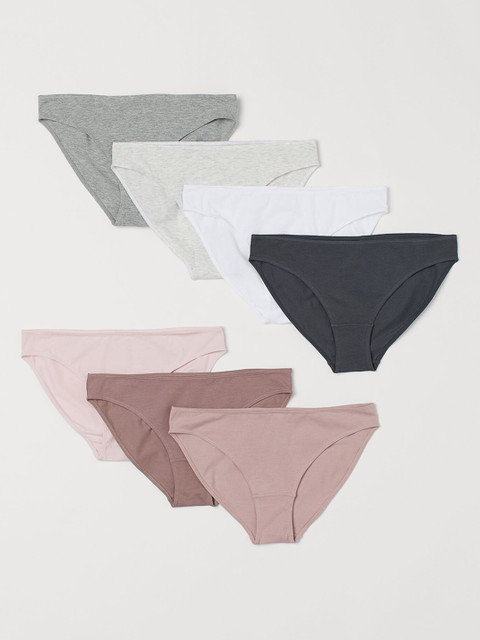 

H&M Women Solid 7-pack cotton bikini briefs 0803969016, White