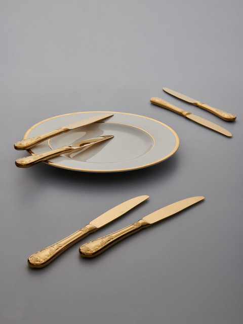 

Pure Home and Living Set of 6 Golden Royal Oak Table Knivs Set, Gold