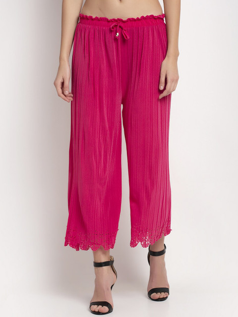 

NEUDIS Women Pink Straight Fit Solid Parallel Trousers