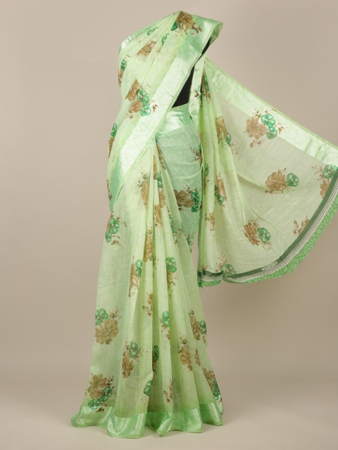 

Pothys Green Printed Jute Silk Saree