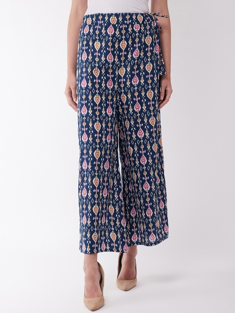 

InWeave Women Blue & Pink Printed Wide Leg Palazzos