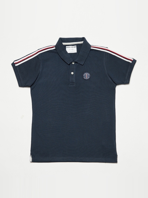

Octave Boys Navy Blue Solid Polo Collar T-shirt