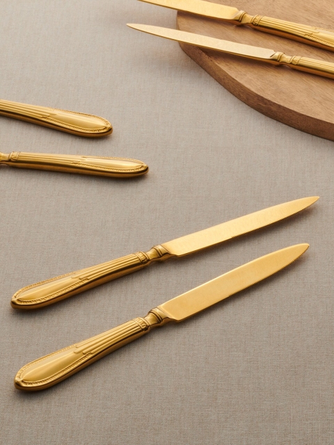 

Pure Home and Living Set of 6 Golden Dessert Knife, Gold