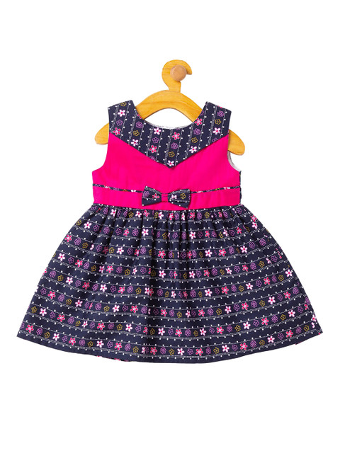

The Magic Wand Girls Navy Blue Printed Fit and Flare Dress