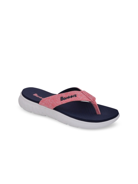 

Bonkerz Women Peach-Coloured & Navy Blue Solid Thong Flip-Flops