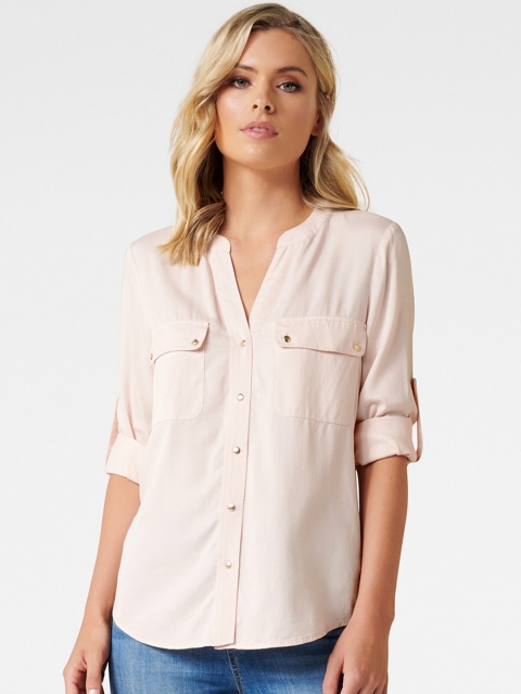 

Forever New Women Pink Regular Fit Solid Casual Shirt