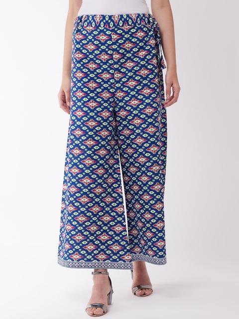 

InWeave Women Blue & White Printed Wide Leg Palazzos