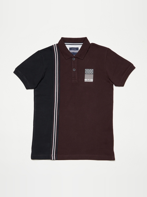 

Octave Boys Brown & Black Colourblocked Polo Collar T-shirt