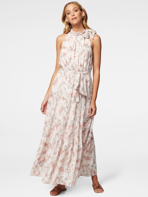 

Forever New Women Pink Printed Halter Maxi Dress