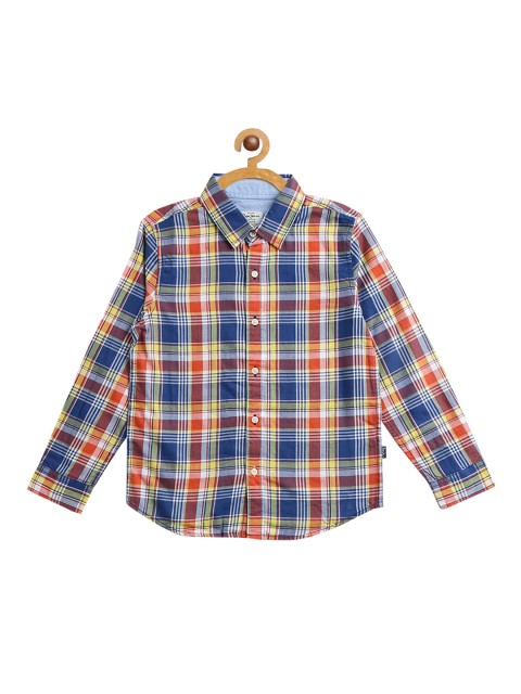 

Pepe Jeans Boys Orange & Blue Regular Fit Checked Casual Shirt