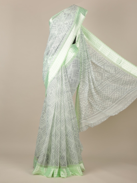 

Pothys Green & Grey Jute Silk Printed Saree