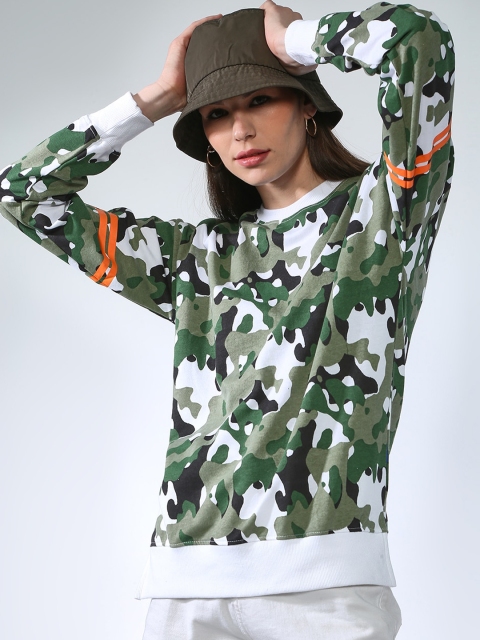 

Blue Saint Women Green & White Printed Sweatshirt