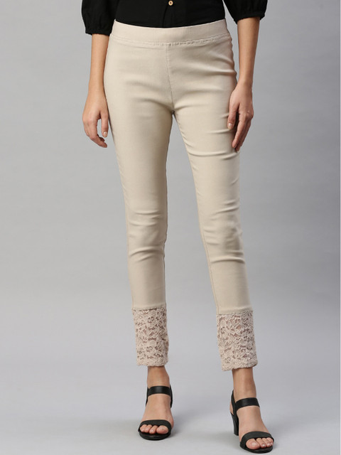 

Soch Women Beige Straight Fit Solid Regular Trousers