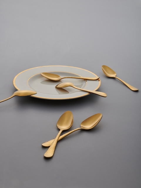 

Pure Home and Living Set of 6 Golden Martin Dessert Spoons Set, Gold