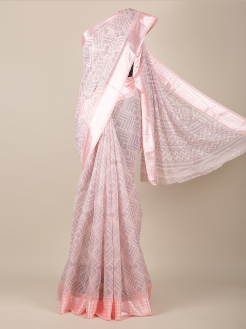 

Pothys Pink Printed Jute Silk Saree