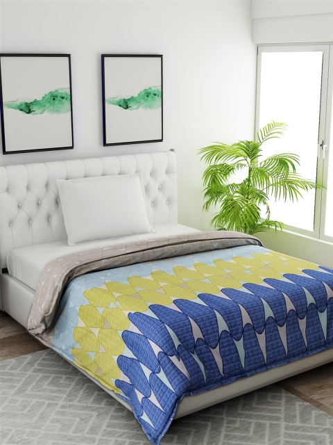 

Salona Bichona Blue & Yellow Abstract AC Room 120 GSM Single Bed Comforter