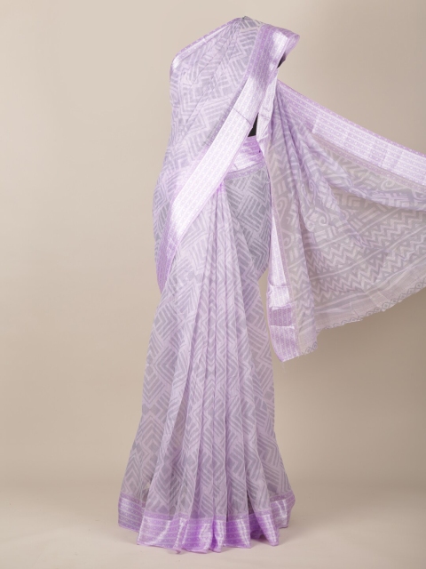 

Pothys Lavender Printed Jute Silk Saree