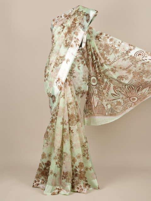 

Pothys Green & Brown Jute Silk Printed Saree