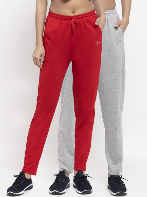 

NEUDIS Women Pack Of 2 Solid Track Pants, Red