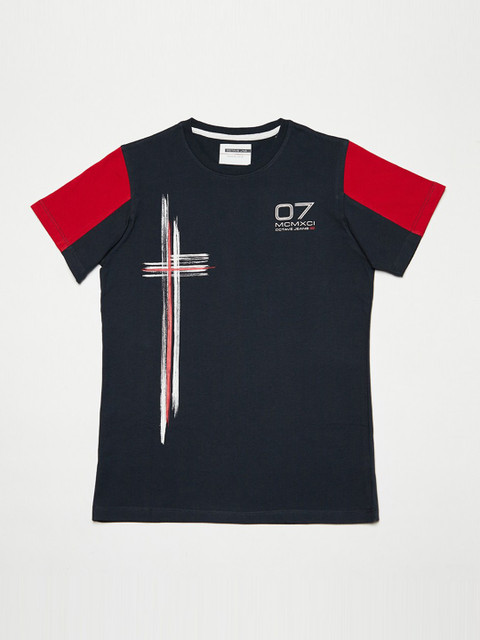 

Octave Boys Navy Blue Printed Round Neck T-shirt