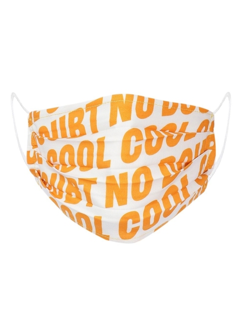 

LIVE IT SAFE White & Orange Printed 4-Ply Reusable Cloth Mask