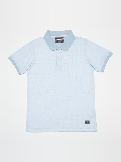 

Octave Boys Blue Checked Polo Collar T-shirt