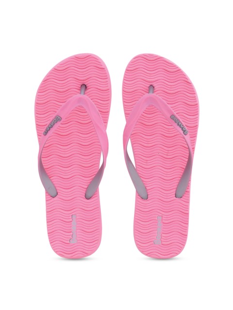 

Bonkerz Women Pink & Grey Self Design Thong Flip-Flops