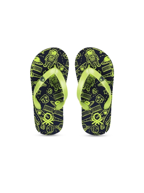 

United Colors of Benetton Unisex Kids Green & Navy Blue Printed Thong Flip-Flops