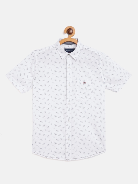 

Crimsoune Club Boys White Slim Fit Printed Cotton Casual Shirt