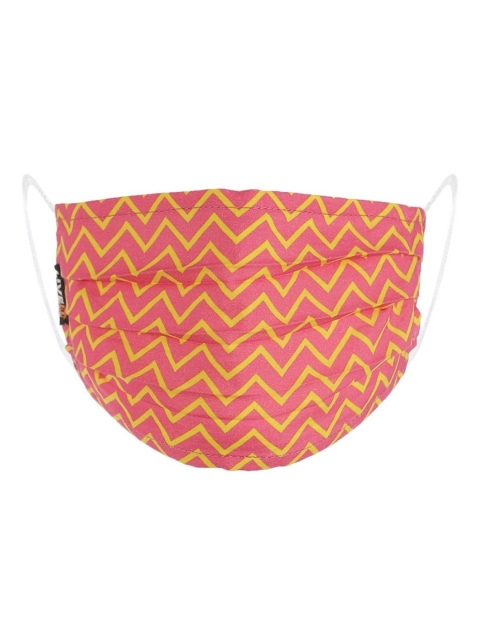 

LIVE IT SAFE Unisex Pink & Yellow Printed 4-Ply Reusable Nano-Technology Cloth Mask