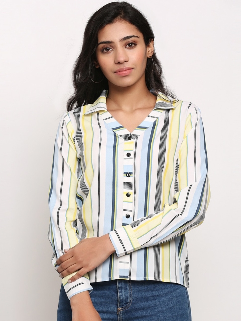 

Slenor Women Multicoloured Regular Fit Striped Casual Shirt, Multi
