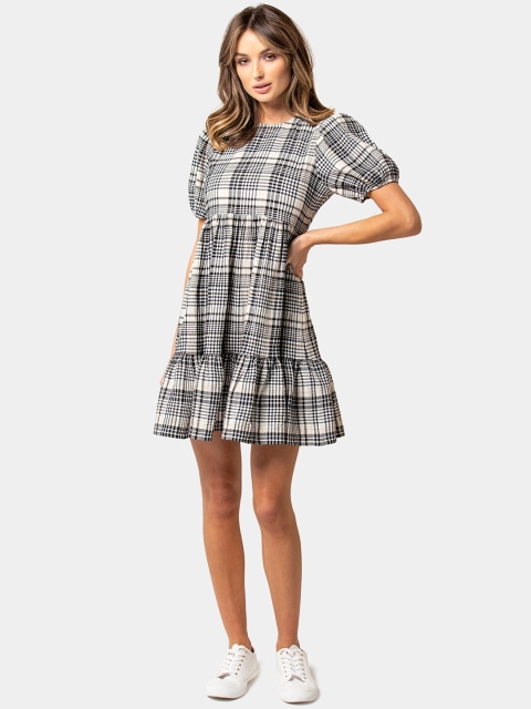 

Forever New Women Black Checked A-Line Dress