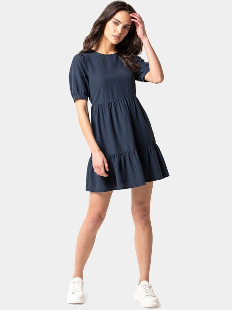 

Forever New Women Navy Blue Solid Fit and Flare Dress