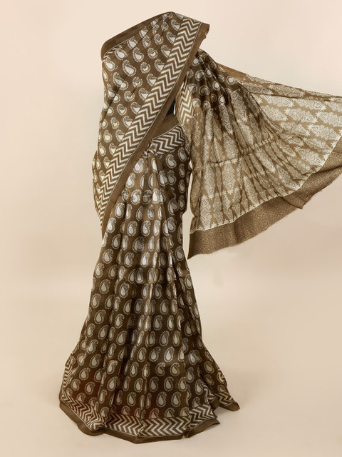 

Pothys Brown Printed Pure Silk Saree