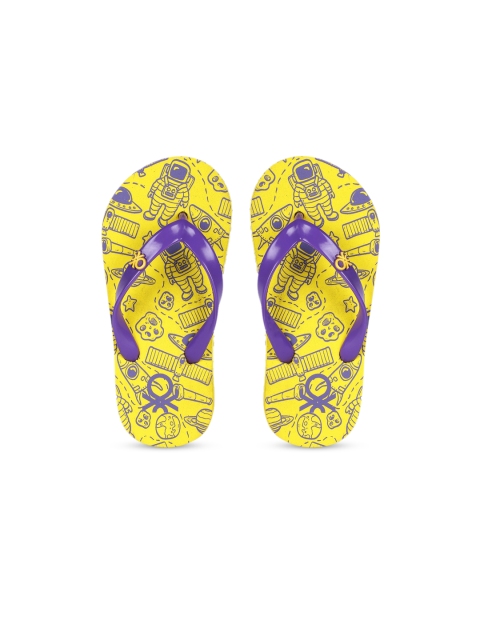 

United Colors of Benetton Unisex Kids Navy Blue & Yellow Printed Thong Flip-Flops