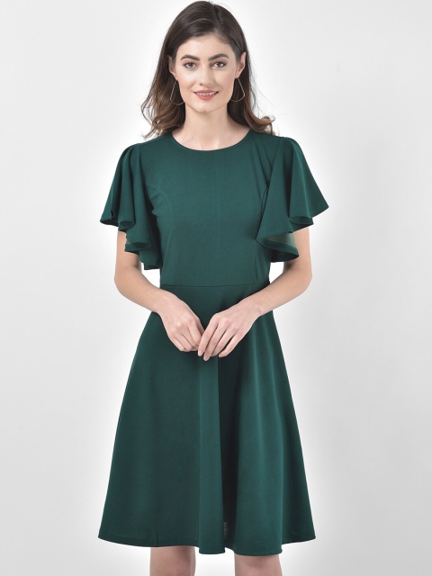 

Eavan Women Green Solid Fit and Flare Dress