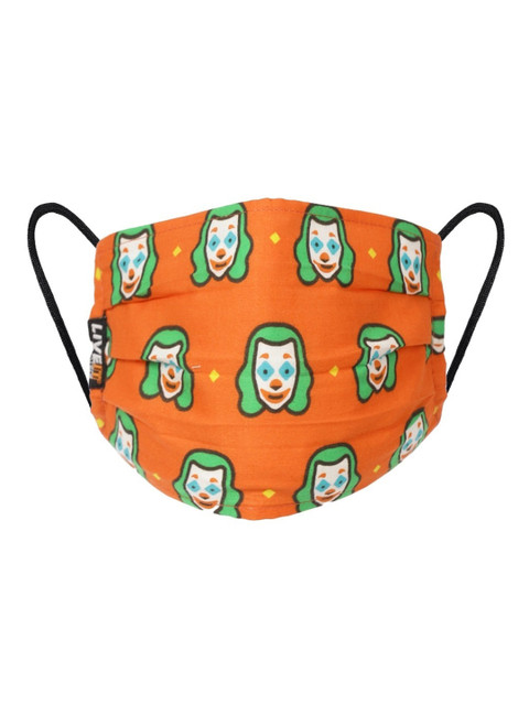 

LIVE IT SAFE Unisex Orange & Green Printed 4-Ply Reusable Cloth Mask with Nano Technology