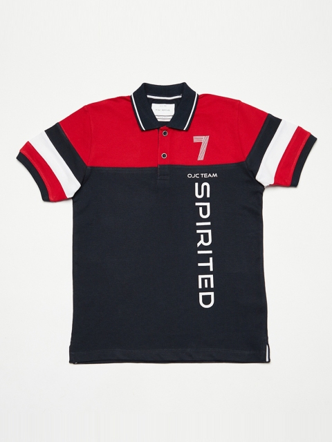 

Octave Boys Navy Blue Printed Polo Collar T-shirt