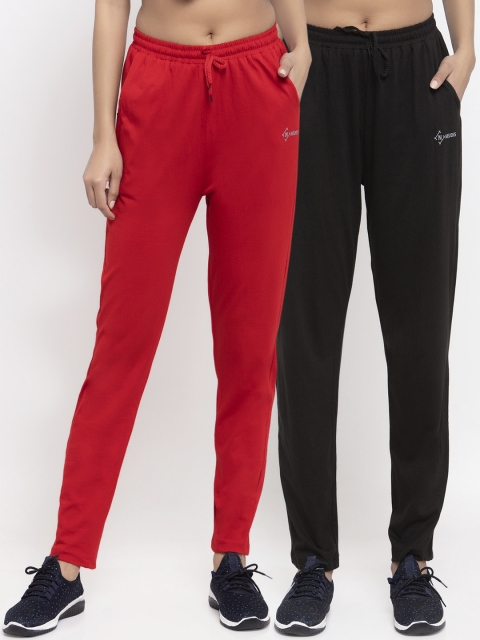 

NEUDIS Women Pack Of 2 Solid Track Pants, Red