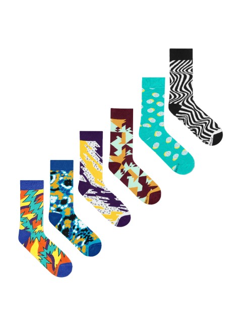 

Dynamocks Unisex Pack Of 6 Patterned Calf-Length Socks, White
