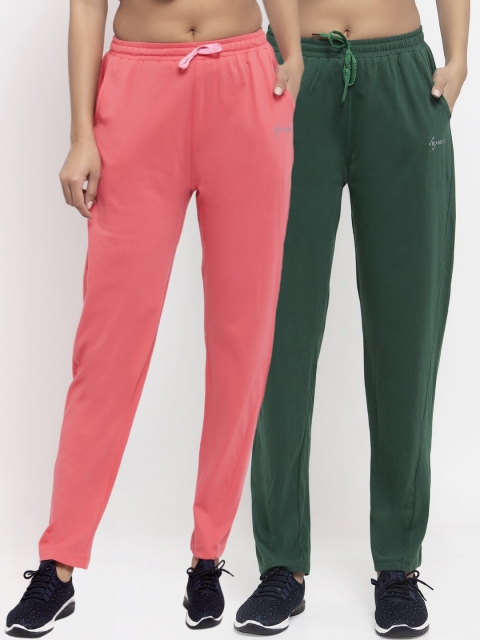 

NEUDIS Women Pack Of 2 Solid Straight Fit Track Pants, Pink