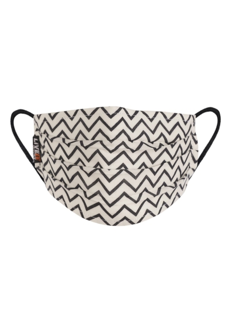 

LIVE IT SAFE Unisex White & Black Chevron Printed 4-Ply Reusable Nano-Technology Cloth Mask