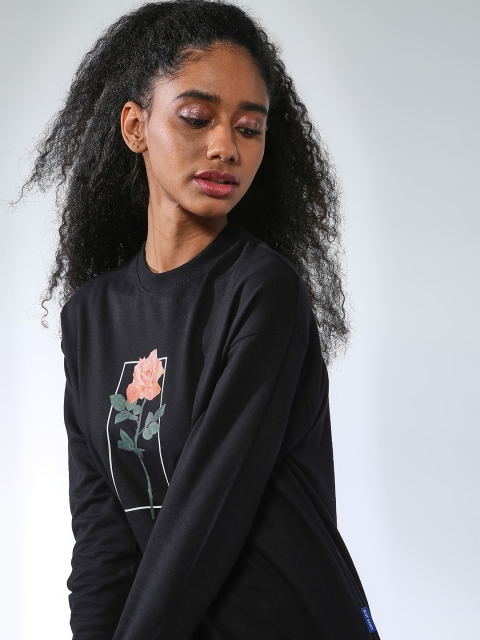 

Blue Saint Women Black Printed Sweatshirt