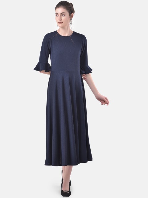 

Eavan Women Navy Blue Self Design Fit and Flare Dress