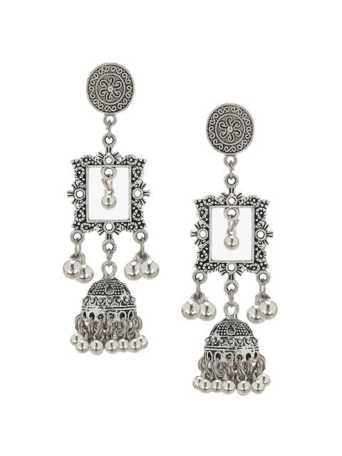 

SATCHEL Silver-Toned Contemporary Oxidised Jhumkas